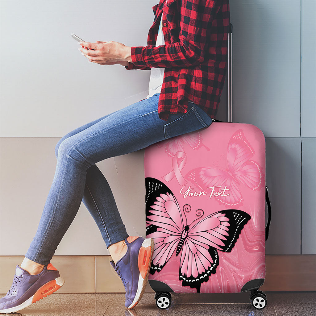Personalised Australia Breast Cancer Support Luggage Cover Pink Ribbon Butterfly Opal Pattern