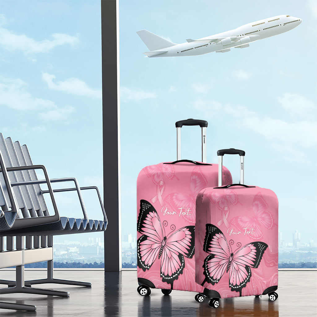 Personalised Australia Breast Cancer Support Luggage Cover Pink Ribbon Butterfly Opal Pattern
