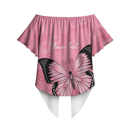 Personalised Australia Breast Cancer Support Off Shoulder Wrap Waist Top Pink Ribbon Butterfly Opal Pattern
