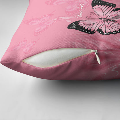 Personalised Australia Breast Cancer Support Pillow Cover Pink Ribbon Butterfly Opal Pattern