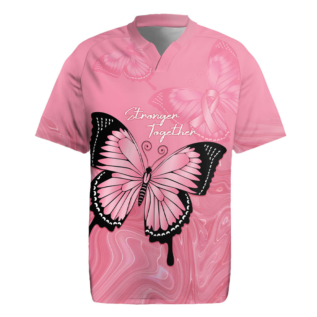 Personalised Australia Breast Cancer Support Rugby Jersey Pink Ribbon Butterfly Opal Pattern