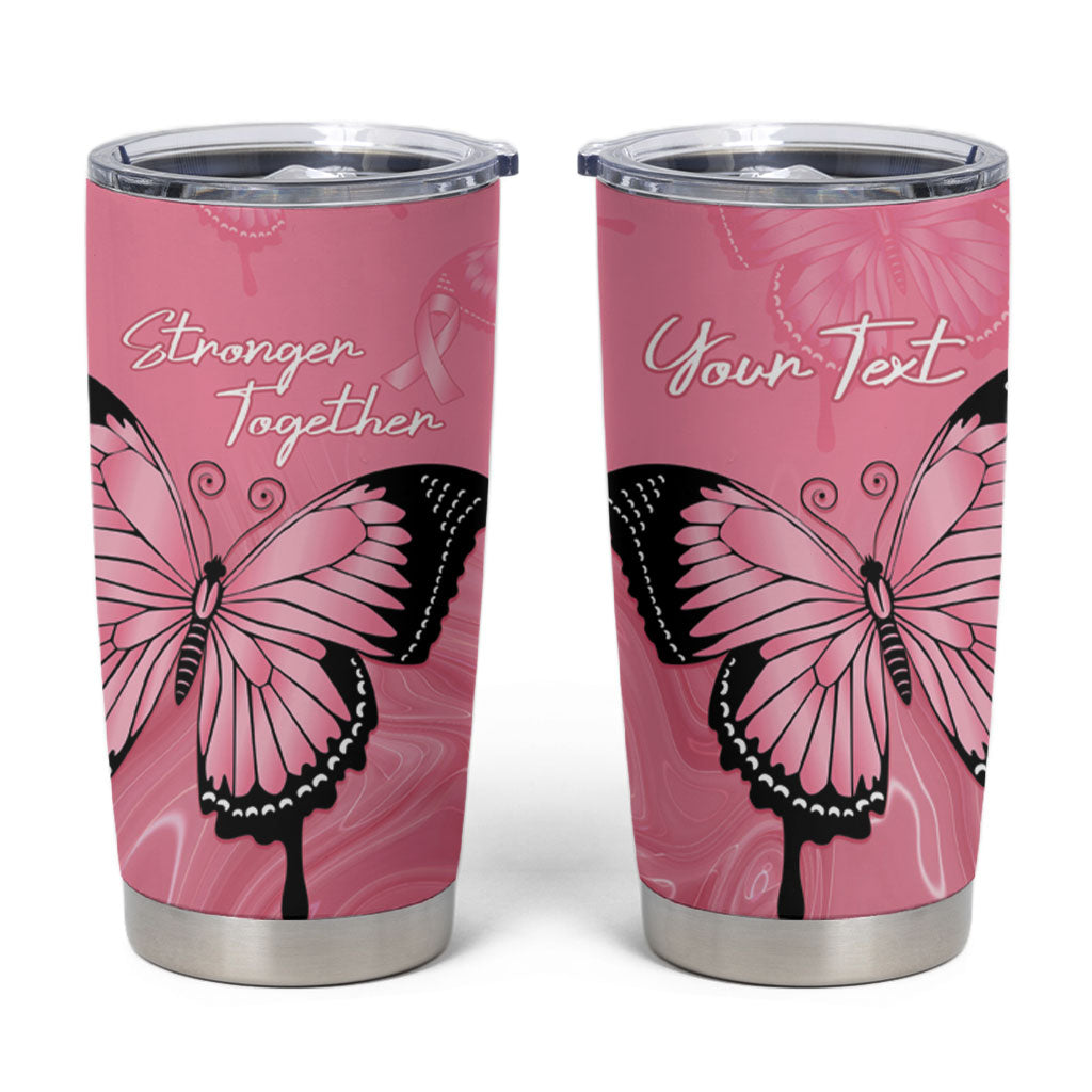 Personalised Australia Breast Cancer Support Tumbler Cup Pink Ribbon Butterfly Opal Pattern
