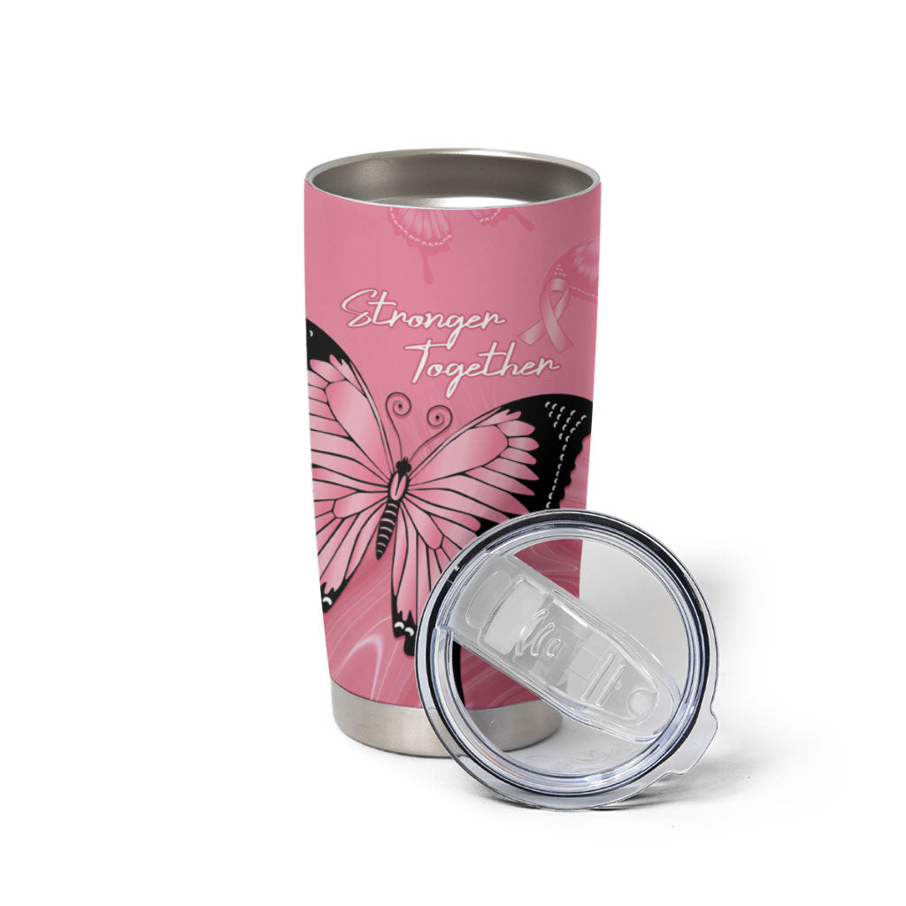 Personalised Australia Breast Cancer Support Tumbler Cup Pink Ribbon Butterfly Opal Pattern