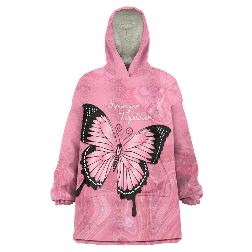 Personalised Australia Breast Cancer Support Wearable Blanket Hoodie Pink Ribbon Butterfly Opal Pattern