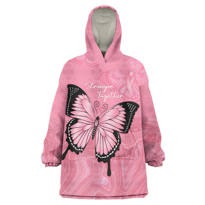 Personalised Australia Breast Cancer Support Wearable Blanket Hoodie Pink Ribbon Butterfly Opal Pattern