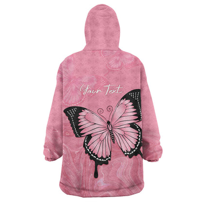 Personalised Australia Breast Cancer Support Wearable Blanket Hoodie Pink Ribbon Butterfly Opal Pattern