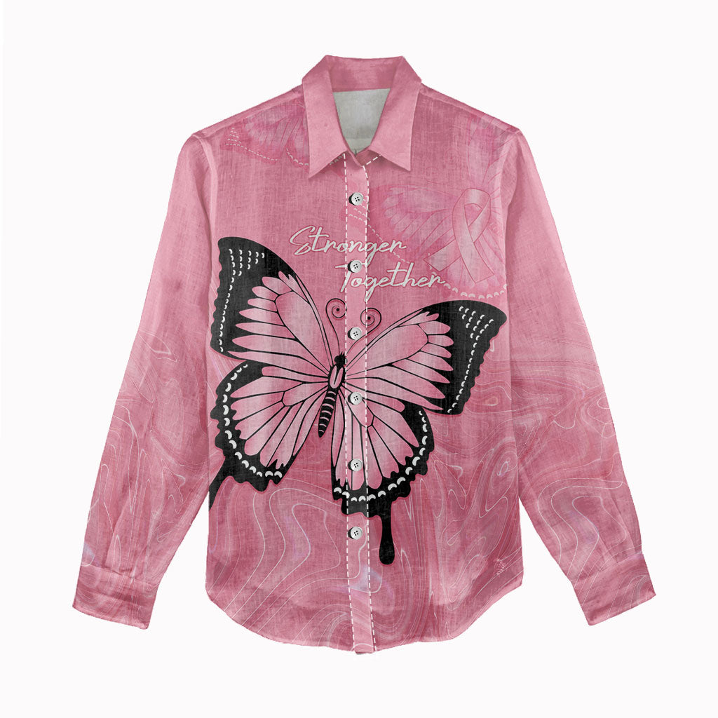 Personalised Australia Breast Cancer Support Women Casual Shirt Pink Ribbon Butterfly Opal Pattern