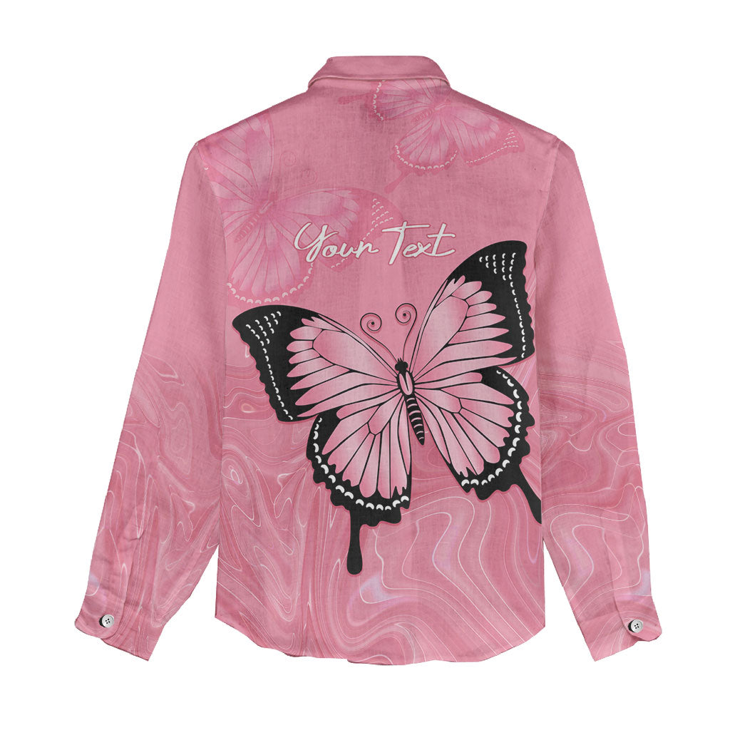 Personalised Australia Breast Cancer Support Women Casual Shirt Pink Ribbon Butterfly Opal Pattern