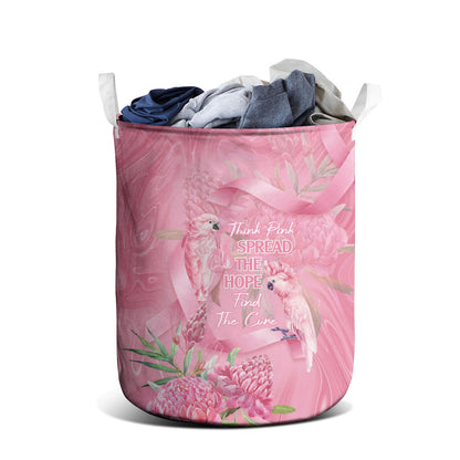 Australia Breast Cancer Support Laundry Basket Think Pink Cockatoos Ribbon