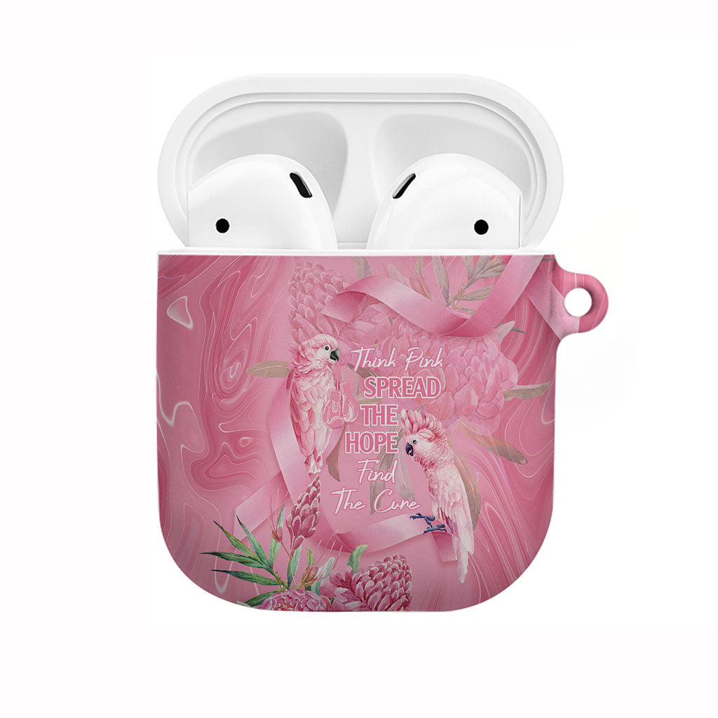 Australia Breast Cancer Support AirPods Case Think Pink Cockatoos Ribbon