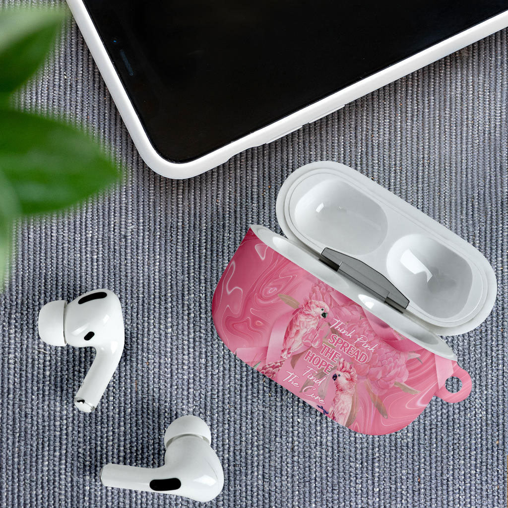Australia Breast Cancer Support AirPods Case Think Pink Cockatoos Ribbon