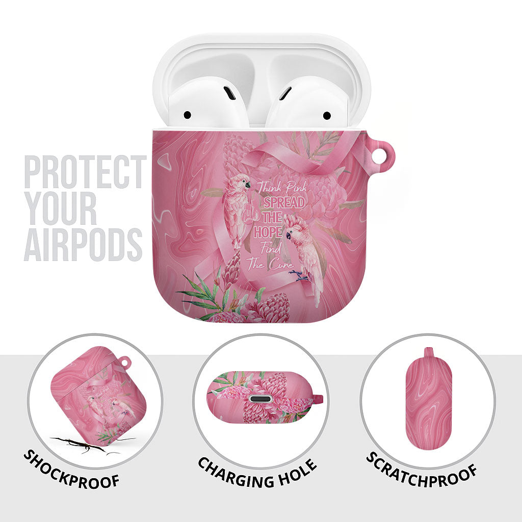 Australia Breast Cancer Support AirPods Case Think Pink Cockatoos Ribbon
