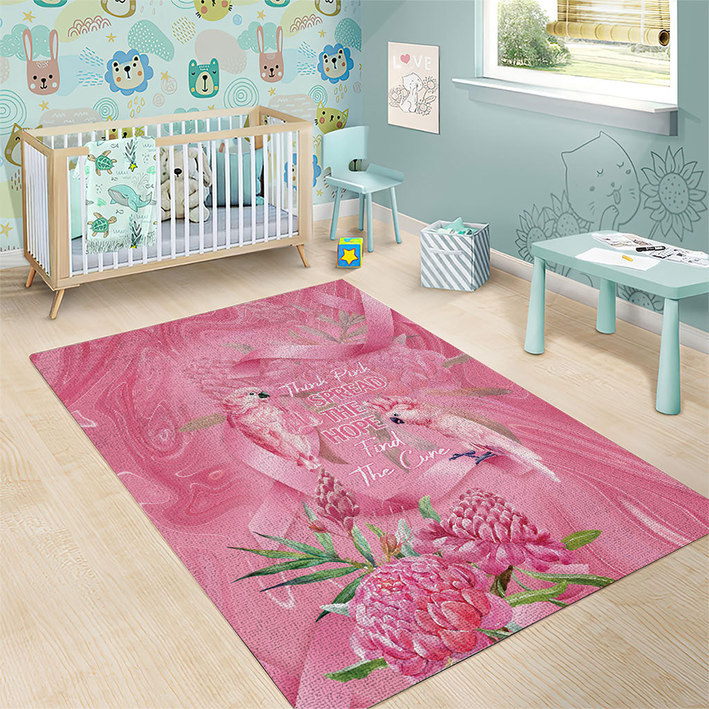 Australia Breast Cancer Support Area Rug Think Pink Cockatoos Ribbon
