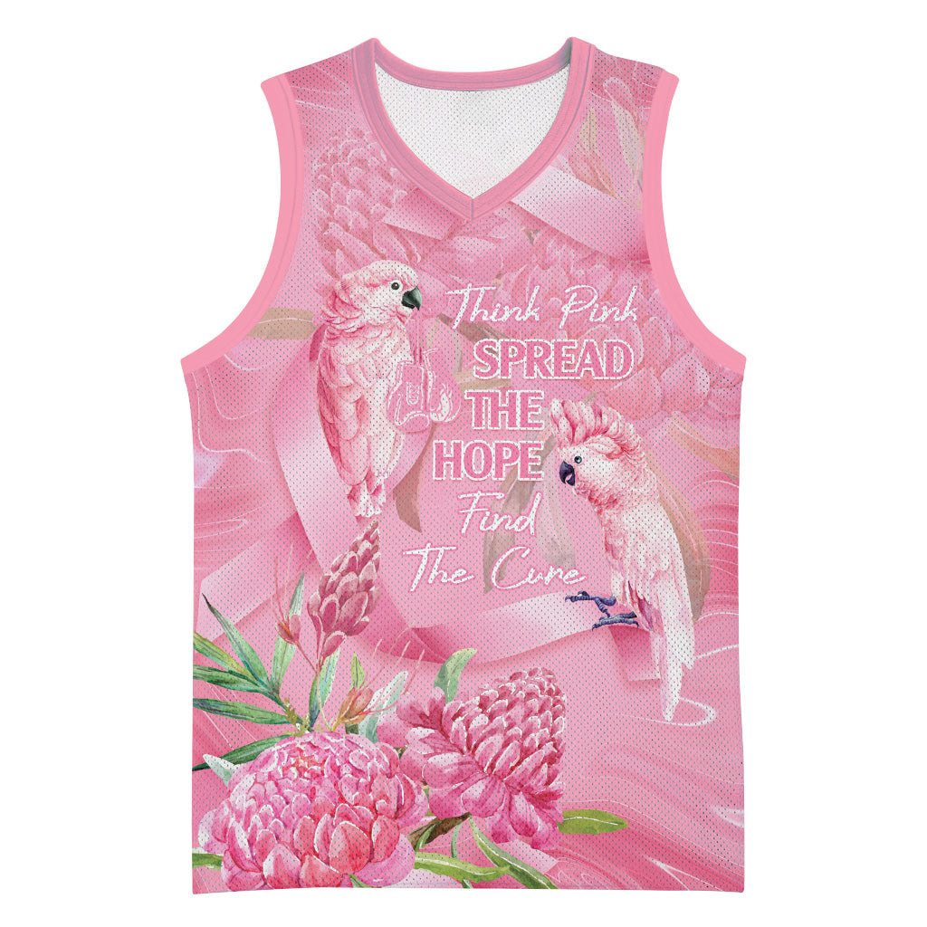 Australia Breast Cancer Support Basketball Jersey Think Pink Cockatoos Ribbon