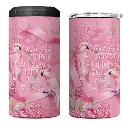 Australia Breast Cancer Support 4 in 1 Can Cooler Tumbler Think Pink Cockatoos Ribbon