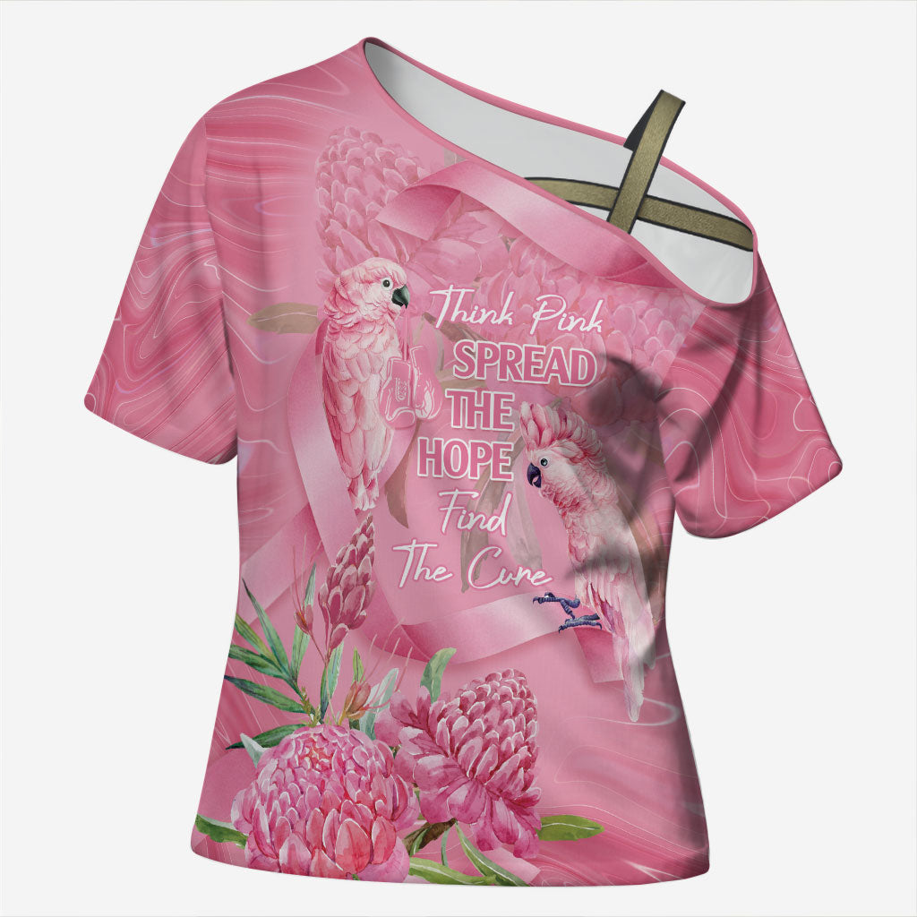 Australia Breast Cancer Support Cross Shoulder Shirt Think Pink Cockatoos Ribbon