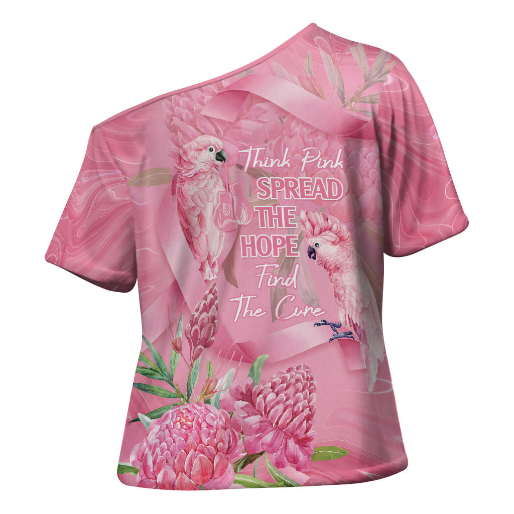 Australia Breast Cancer Support Cross Shoulder Shirt Think Pink Cockatoos Ribbon