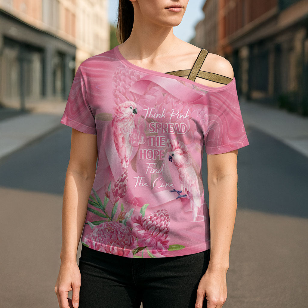 Australia Breast Cancer Support Cross Shoulder Shirt Think Pink Cockatoos Ribbon