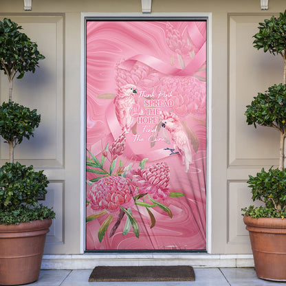 Australia Breast Cancer Support Door Cover Think Pink Cockatoos Ribbon