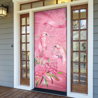 Australia Breast Cancer Support Door Cover Think Pink Cockatoos Ribbon