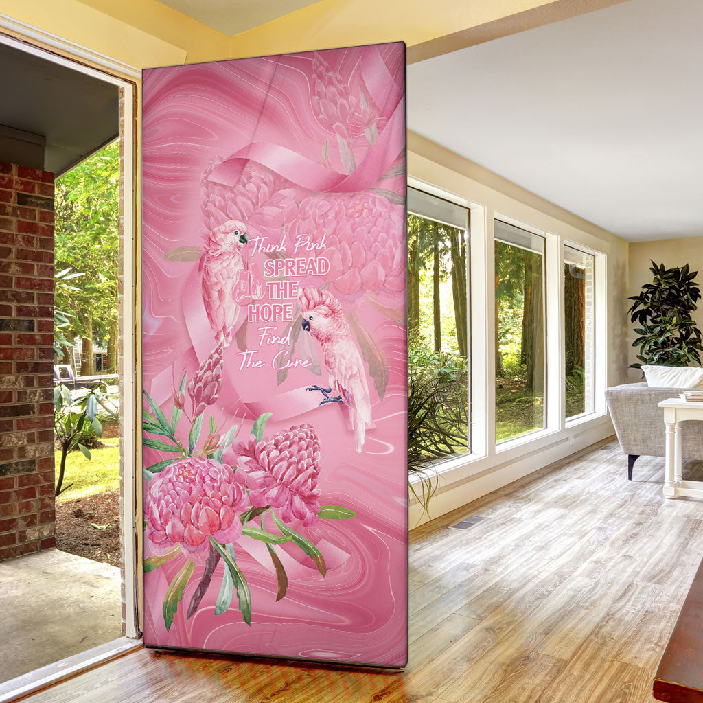 Australia Breast Cancer Support Door Cover Think Pink Cockatoos Ribbon