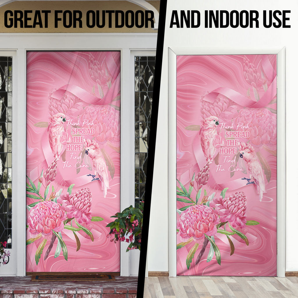 Australia Breast Cancer Support Door Cover Think Pink Cockatoos Ribbon