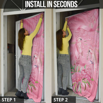 Australia Breast Cancer Support Door Cover Think Pink Cockatoos Ribbon