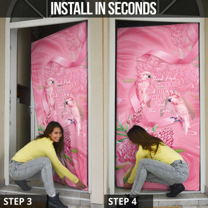 Australia Breast Cancer Support Door Cover Think Pink Cockatoos Ribbon