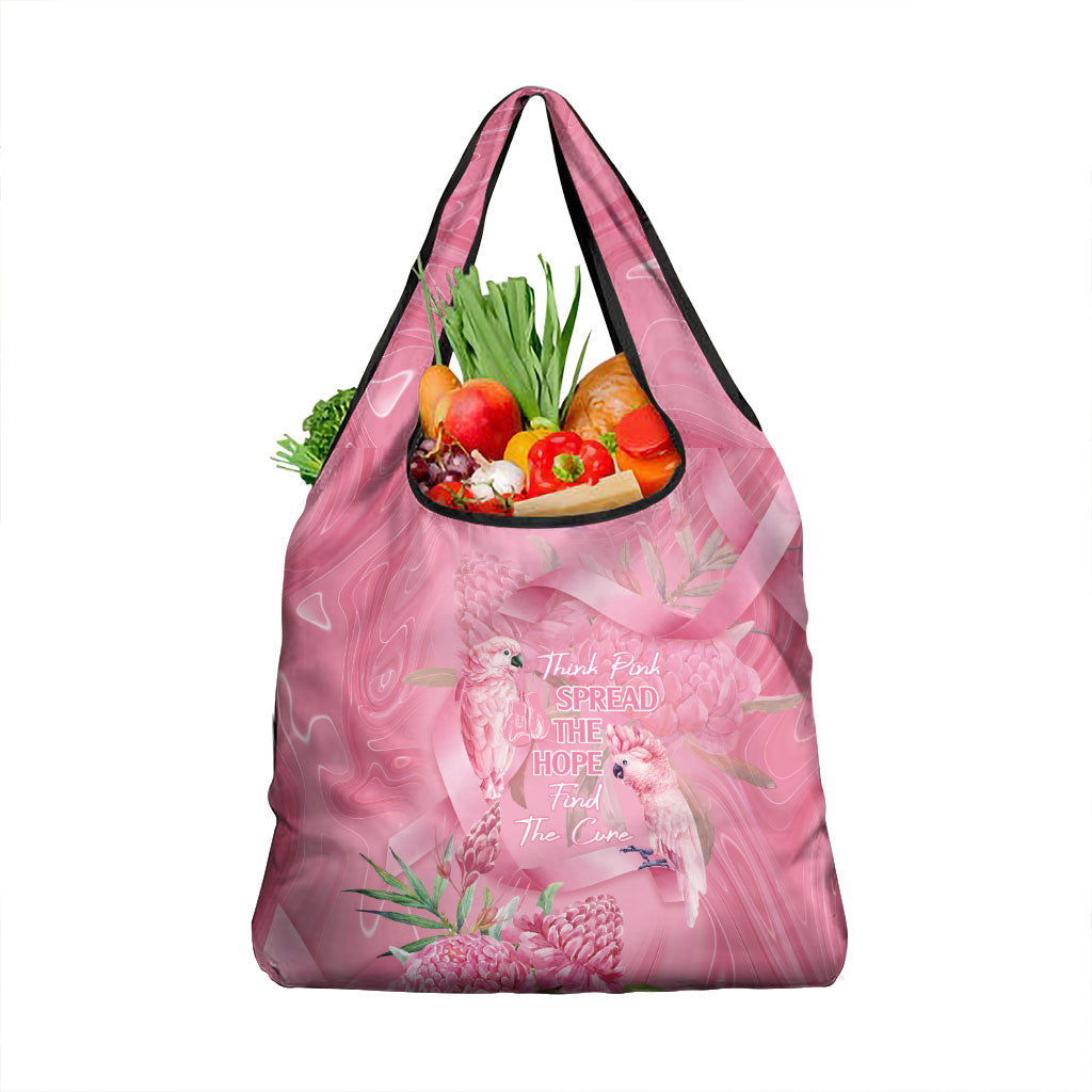 Australia Breast Cancer Support Grocery Bag Think Pink Cockatoos Ribbon