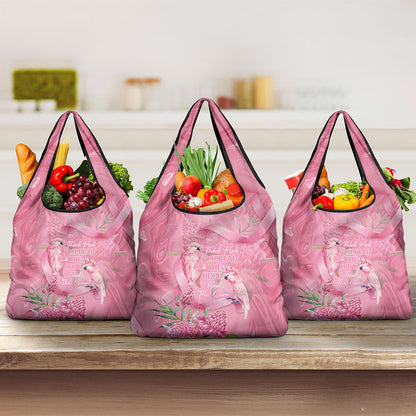 Australia Breast Cancer Support Grocery Bag Think Pink Cockatoos Ribbon