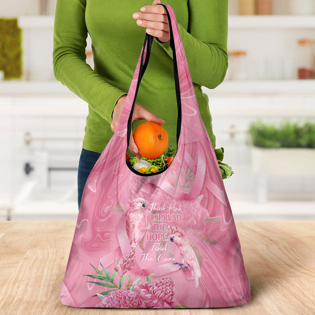 Australia Breast Cancer Support Grocery Bag Think Pink Cockatoos Ribbon