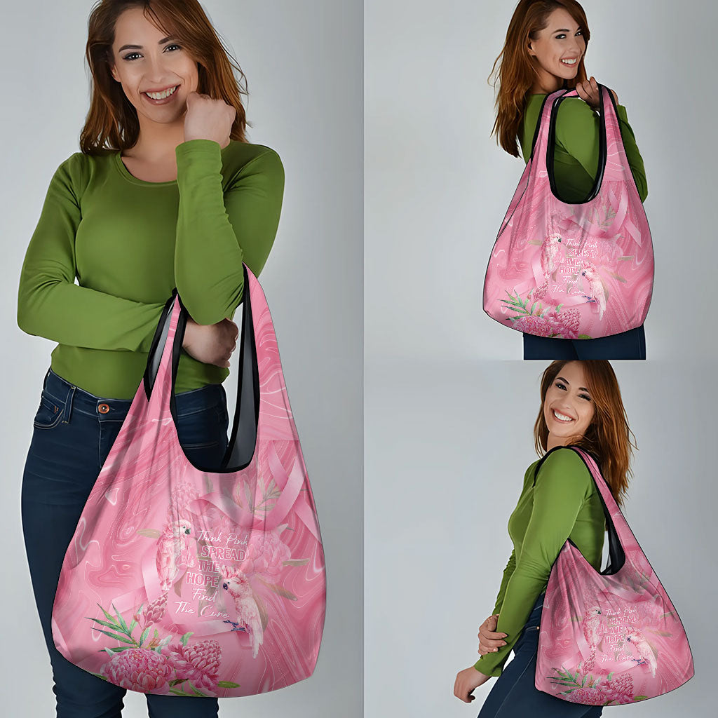 Australia Breast Cancer Support Grocery Bag Think Pink Cockatoos Ribbon