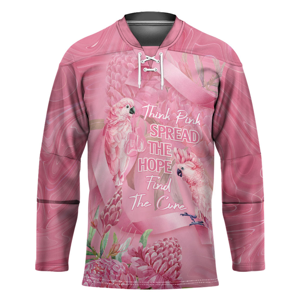 Australia Breast Cancer Support Hockey Jersey Think Pink Cockatoos Ribbon