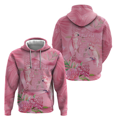 Australia Breast Cancer Support Hoodie Think Pink Cockatoos Ribbon
