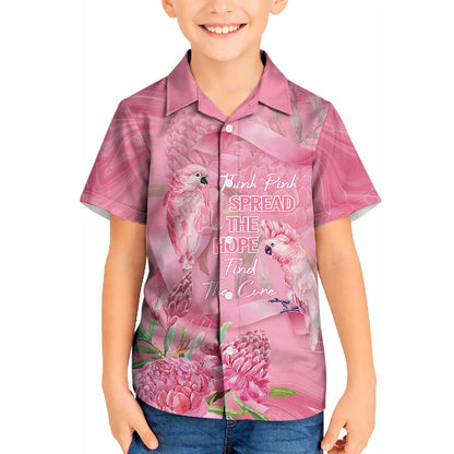 Australia Breast Cancer Support Kid Hawaiian Shirt Think Pink Cockatoos Ribbon