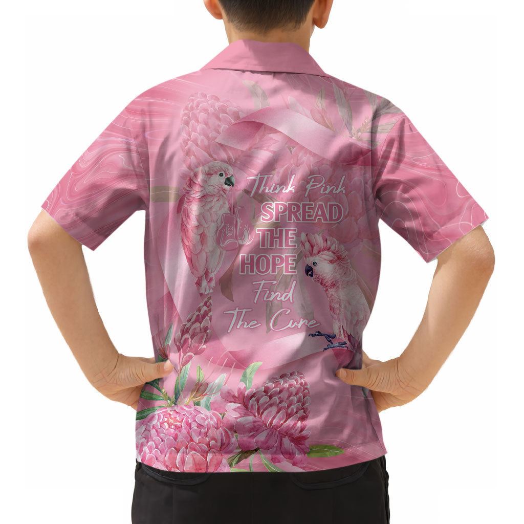 Australia Breast Cancer Support Kid Hawaiian Shirt Think Pink Cockatoos Ribbon