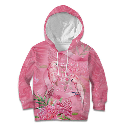 Australia Breast Cancer Support Kid Hoodie Think Pink Cockatoos Ribbon