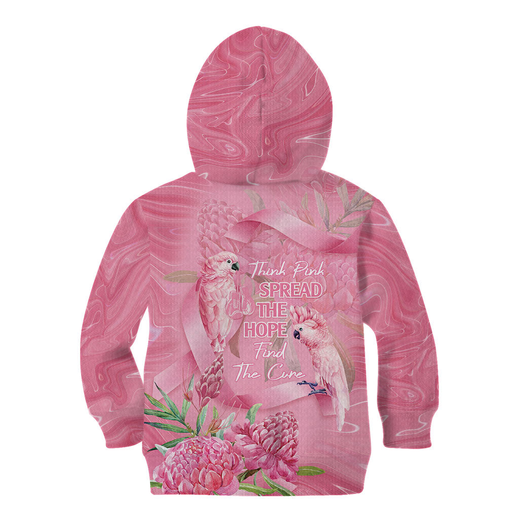 Australia Breast Cancer Support Kid Hoodie Think Pink Cockatoos Ribbon