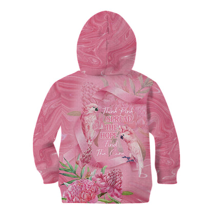 Australia Breast Cancer Support Kid Hoodie Think Pink Cockatoos Ribbon