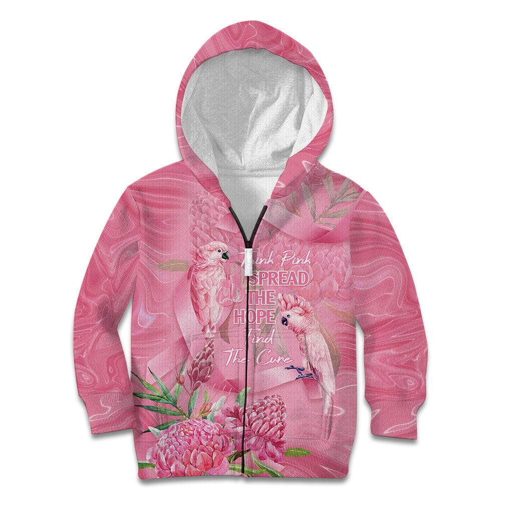 Australia Breast Cancer Support Kid Hoodie Think Pink Cockatoos Ribbon