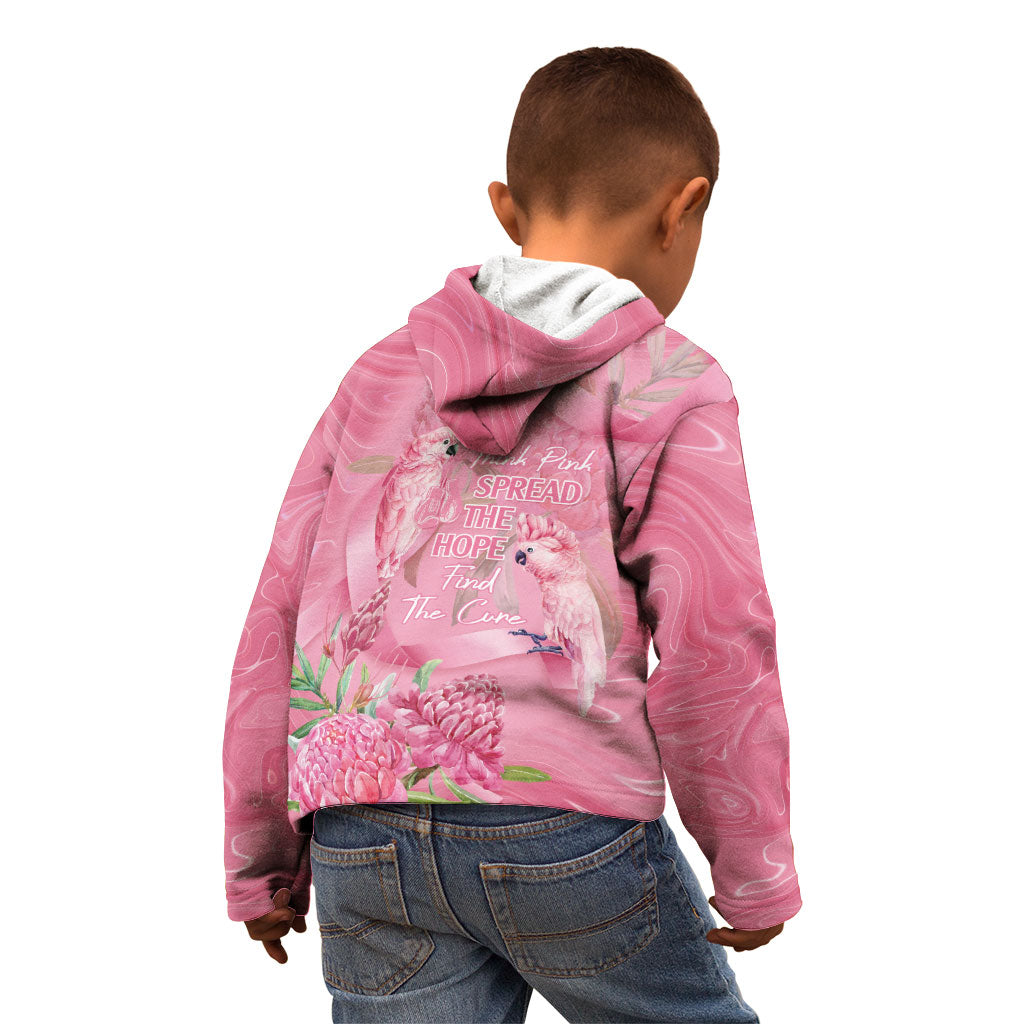 Australia Breast Cancer Support Kid Hoodie Think Pink Cockatoos Ribbon