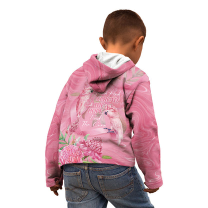 Australia Breast Cancer Support Kid Hoodie Think Pink Cockatoos Ribbon