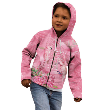 Australia Breast Cancer Support Kid Hoodie Think Pink Cockatoos Ribbon