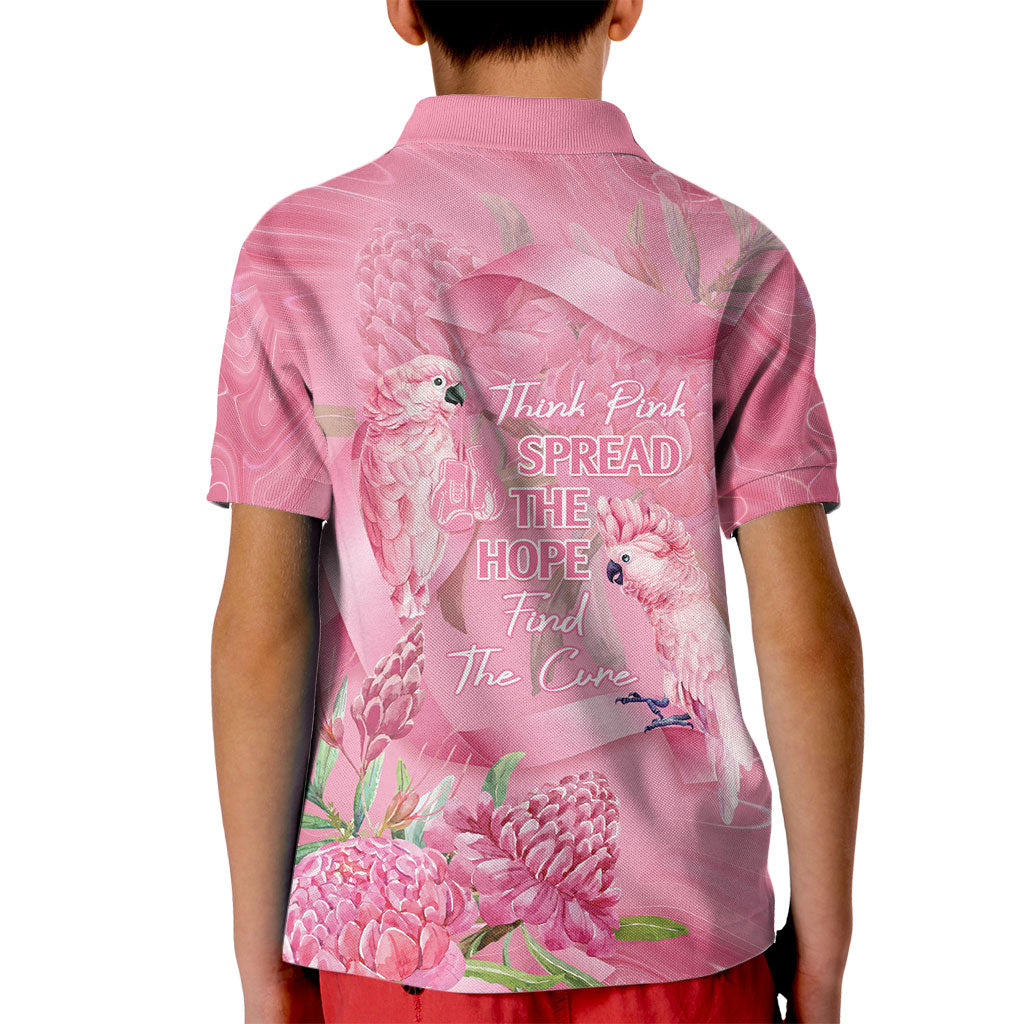 Australia Breast Cancer Support Kid Polo Shirt Think Pink Cockatoos Ribbon