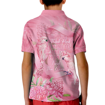 Australia Breast Cancer Support Kid Polo Shirt Think Pink Cockatoos Ribbon