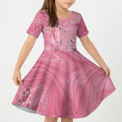 Australia Breast Cancer Support Kid Short Sleeve Dress Think Pink Cockatoos Ribbon