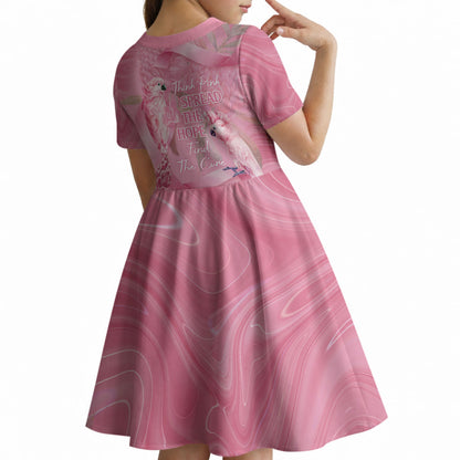 Australia Breast Cancer Support Kid Short Sleeve Dress Think Pink Cockatoos Ribbon