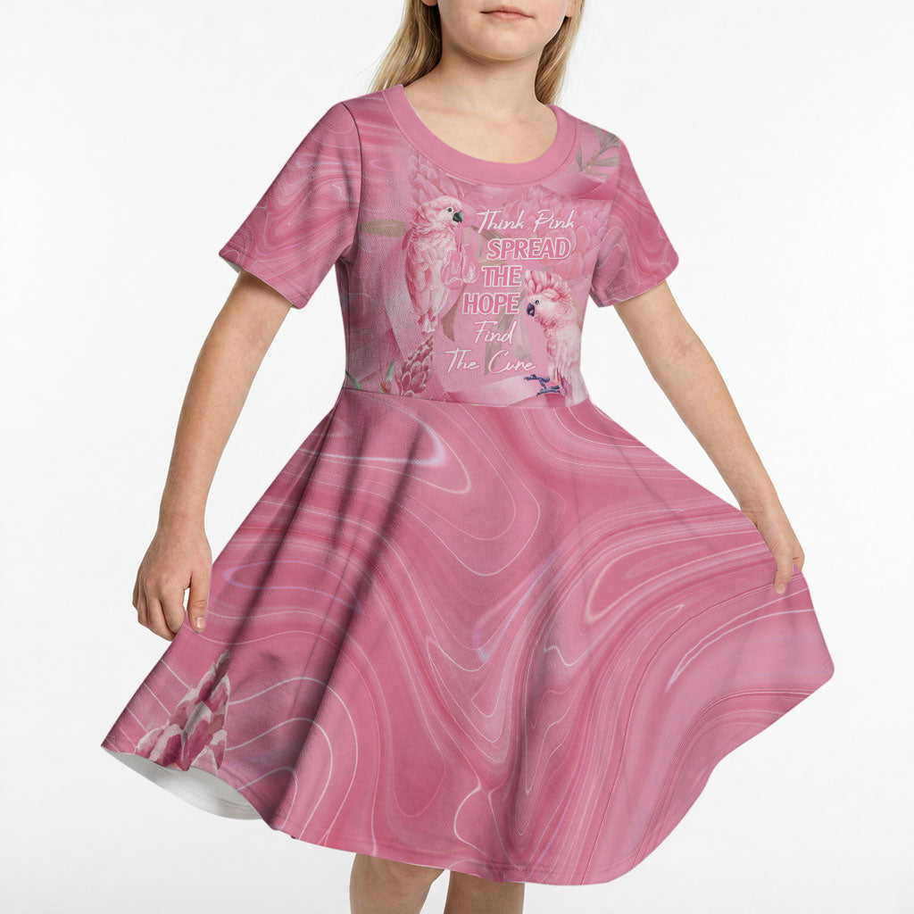 Australia Breast Cancer Support Kid Short Sleeve Dress Think Pink Cockatoos Ribbon