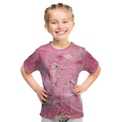 Australia Breast Cancer Support Kid T Shirt Think Pink Cockatoos Ribbon
