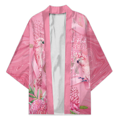 Australia Breast Cancer Support Kimono Think Pink Cockatoos Ribbon